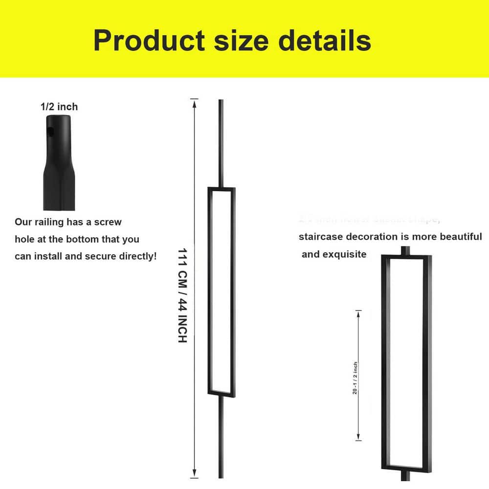 Black Powder-Coated Iron Deck Baluster Set for Stairs and Porch