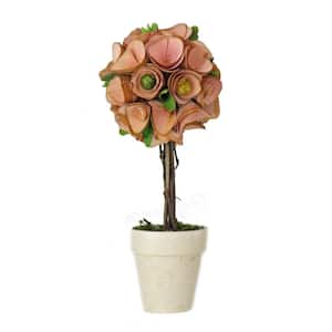 12 in. Artificial Assorted Flower Spring Topiary, Pink