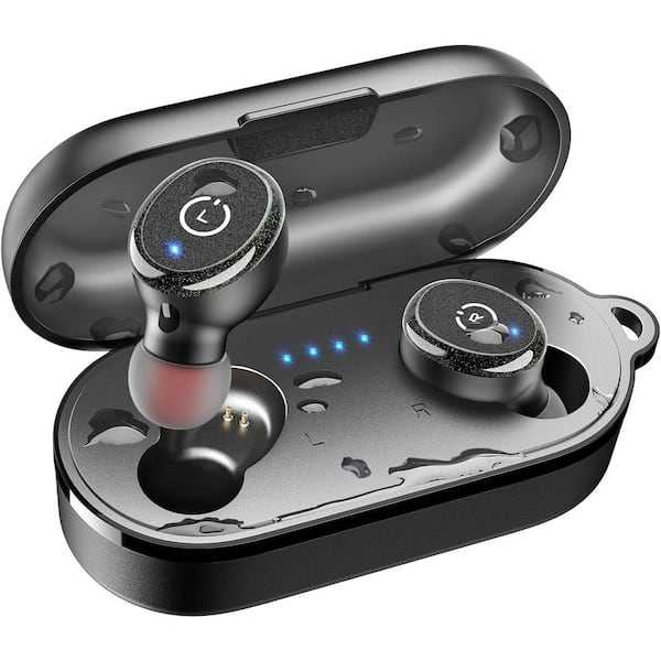 Bluetooth 5.3 Wireless Earbuds with Wireless Charging Case IPX8 Waterproof Stereo Headphones in Ear Built Black