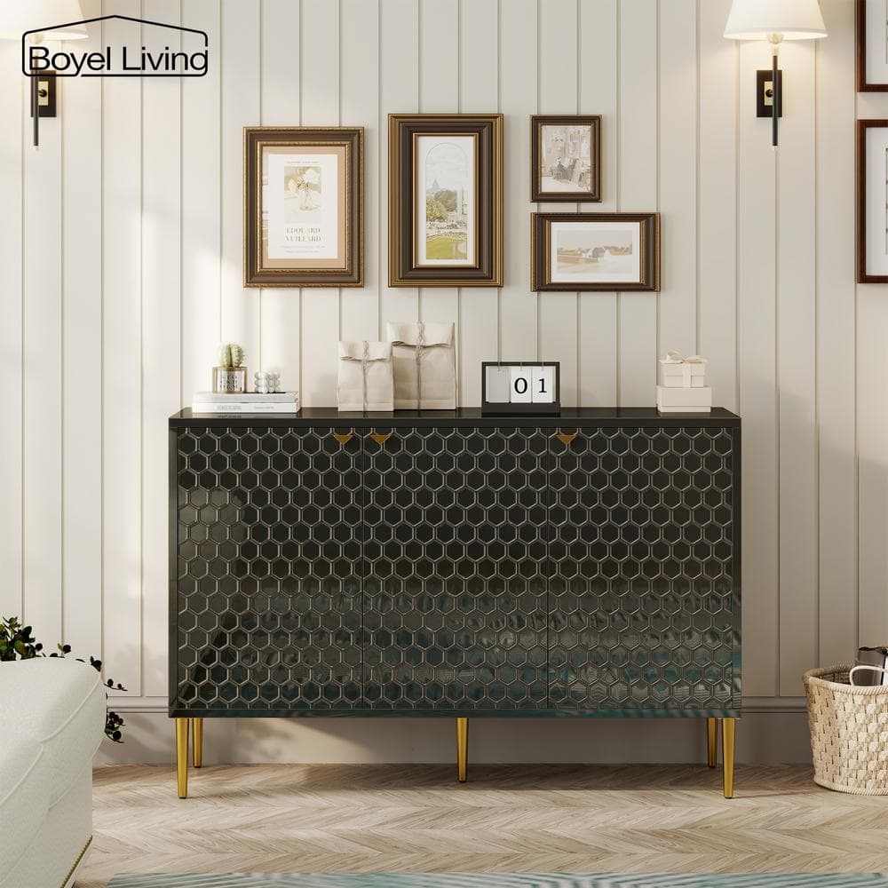 3 Door Black Locker Accent Storage Cabinet