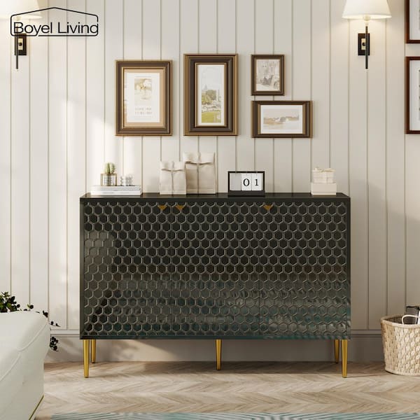 Boyel Living 3 Door Black Locker Accent Storage Cabinet