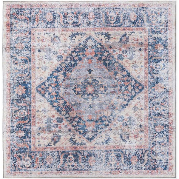 Unique Loom Yara Yash Navy Blue 7 ft. 10 in. x 7 ft. 10 in. Area Rug