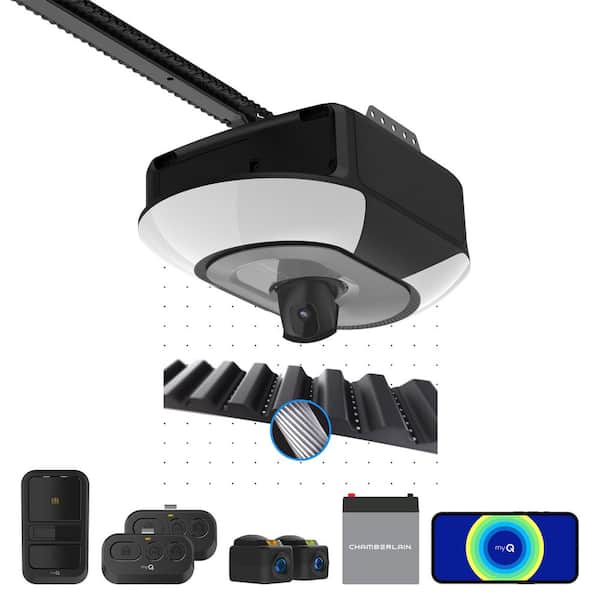 Premier Series 1-1/4 HP Belt Drive Garage Door Opener with Battery Backup, Dual Lens LED, Camera, and myQ Smart Control