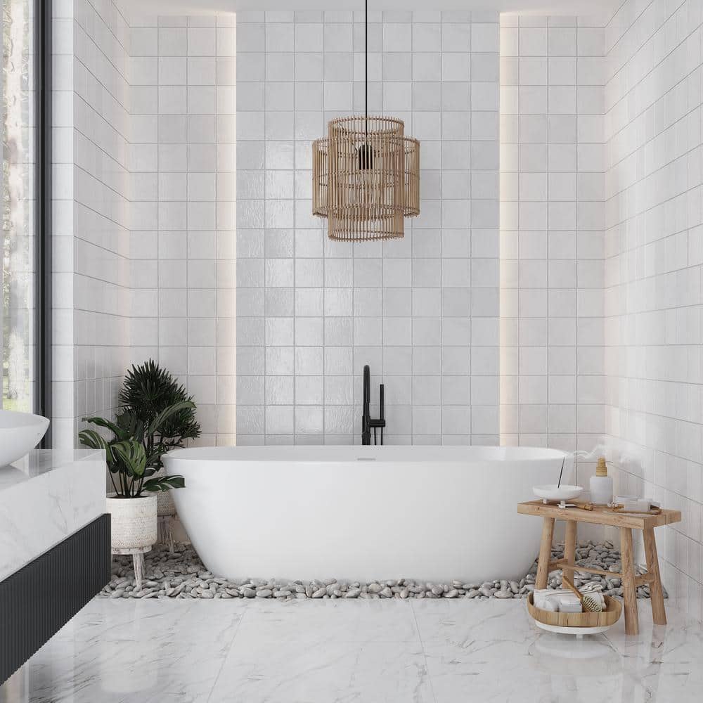 Apollo White 5x5 Polished Ceramic Subway Tile