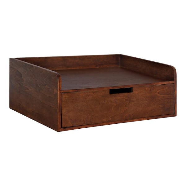 Kate and Laurel 12 in. x 18 in. x 7 in. Walnut Brown Wood Floating Decorative Wall Shelf Without Brackets