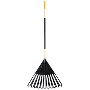 48 in. Hardwood/Steel Handle Leaf Rake with 24 in. W Clog-Free Tines for Leaves, Grass, Twigs, Pine Needles and More