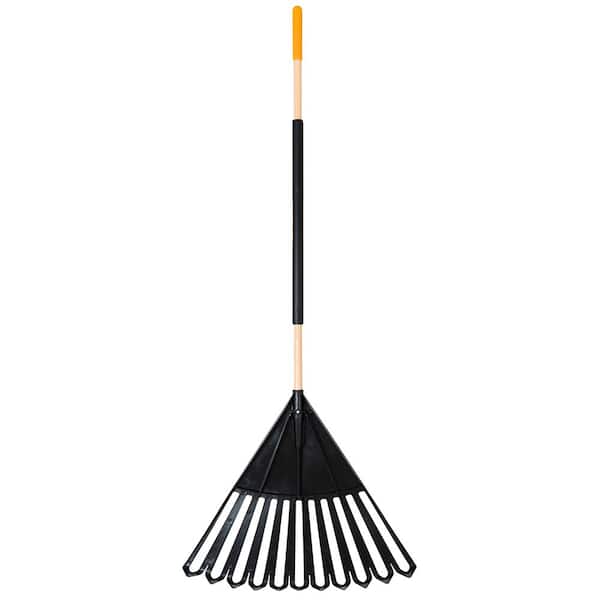 True Temper 48 in. Hardwood/Steel Handle Leaf Rake with 24 in. W Clog-Free Tines for Leaves, Grass, Twigs, Pine Needles and More