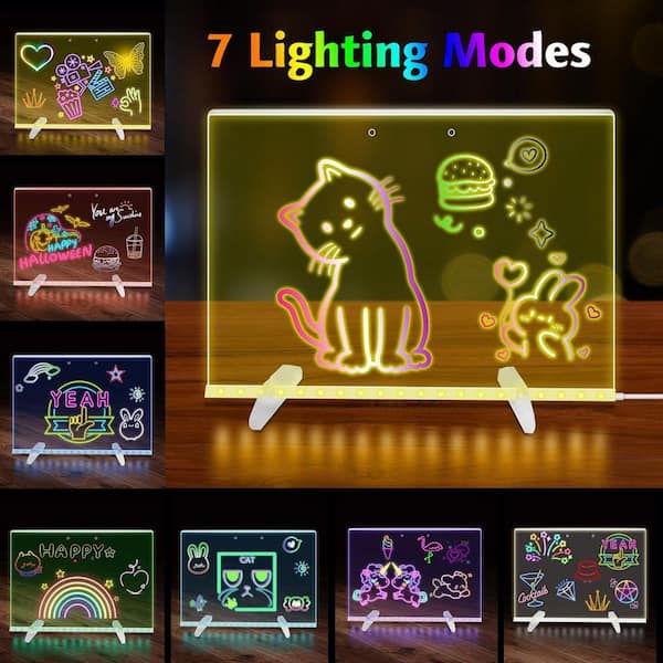 LED Note Board with Colors, 13.8 x 10 in. 4-Modes & 7-Colors