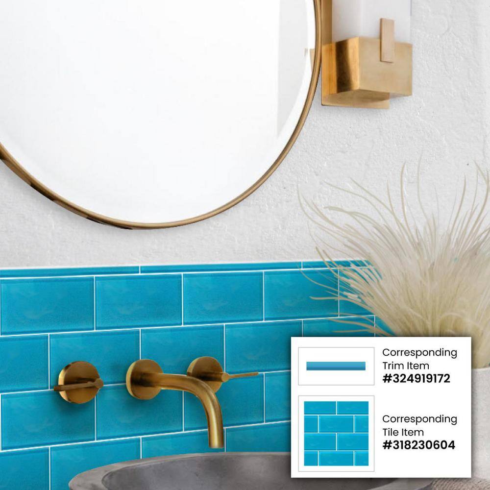 Cerulean Blue 3x6 Glossy Glass Subway Wall Tile, 40 Pack