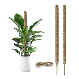 27.6 in. Bendable Moss Pole Plant Stake for Plant Monstera Climbing Plants with Jute Rope (2-Pack)