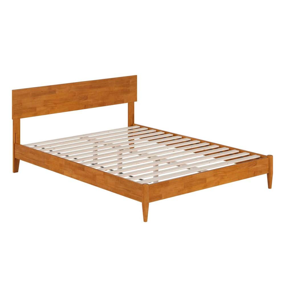 Aria Light Toffee Queen Wood Platform Bed with USB Ports