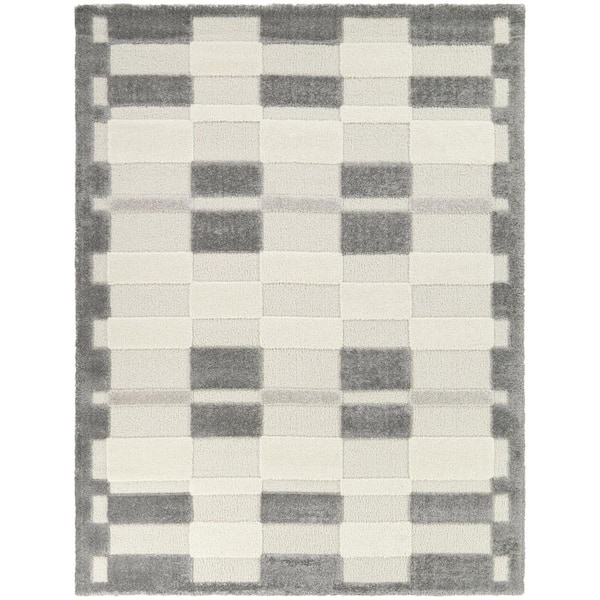 Bernadette Grey 7 ft. 10 in. x 10 ft. Checkered Area Rug
