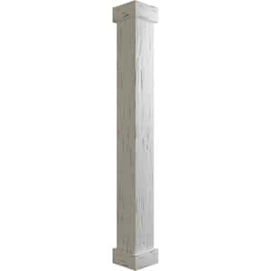 6 in. x 4 ft. Pecky Cypress Endurathane Faux Wood Non-Tapered Square Column Wrap w/ Standard Capital & Base
