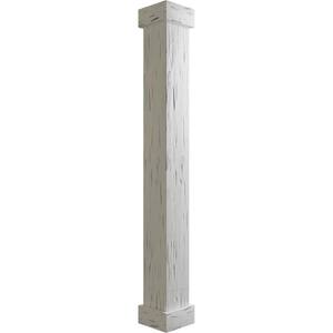 18 in. x 8 ft. Pecky Cypress Endurathane Faux Wood Non-Tapered Square Column Wrap w/ Standard Capital & Base