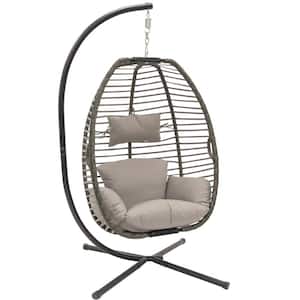 4 ft. Free Standing Polyester Nest Hammock Chair in Moonstone Gray