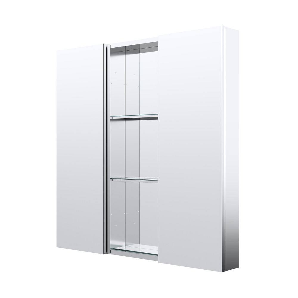36.02 in. W x 36 in. H Square Polished Aluminum Tri-view Soft Close Medicine Cabinet with Mirror Combo Set, Reversible price history on PriceWatchPro