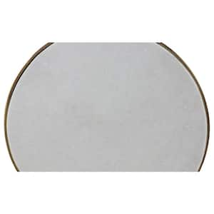 15 in. Gray Large Round Marble End Accent Table with Marble Top