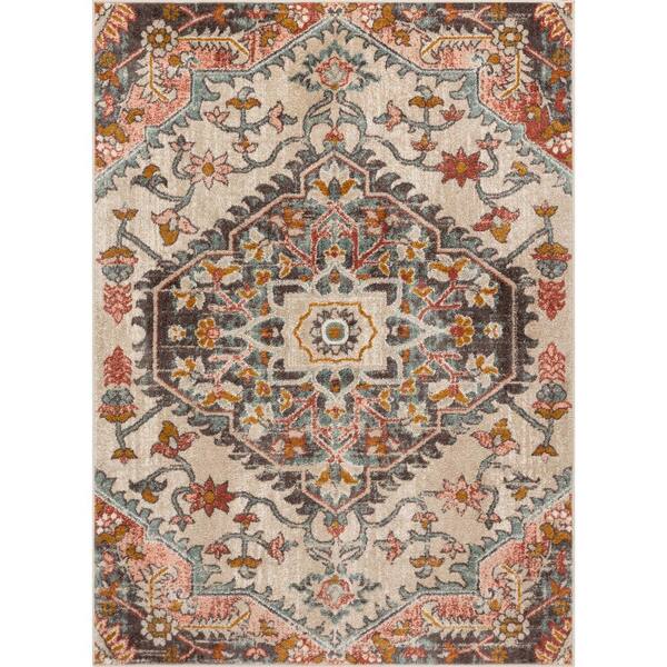 Mystic Gwendolyn Modern Bohemian Vintage Medallion Blush 3 ft. 11 in. x 5 ft. 3 in. Area Rug