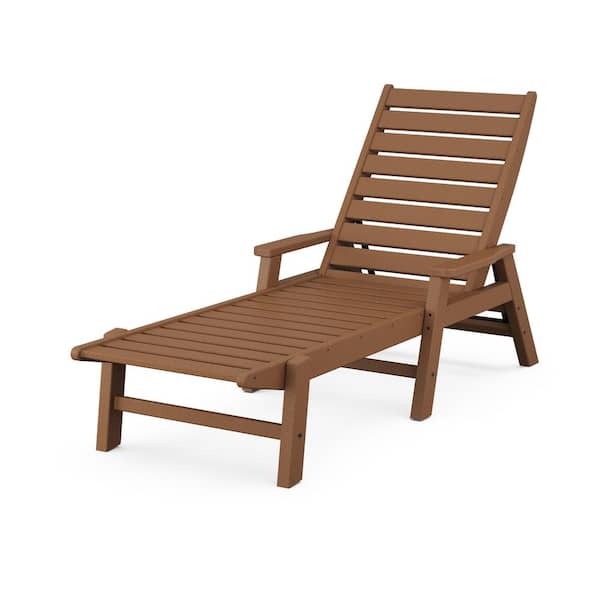 POLYWOOD Grant Park Teak Chaise Lounge with Arms