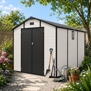 8 ft. W x 10 ft. D Outdoor Resin Storage Shed with Floor and Lockable Door in Beige (70 sq. ft.)