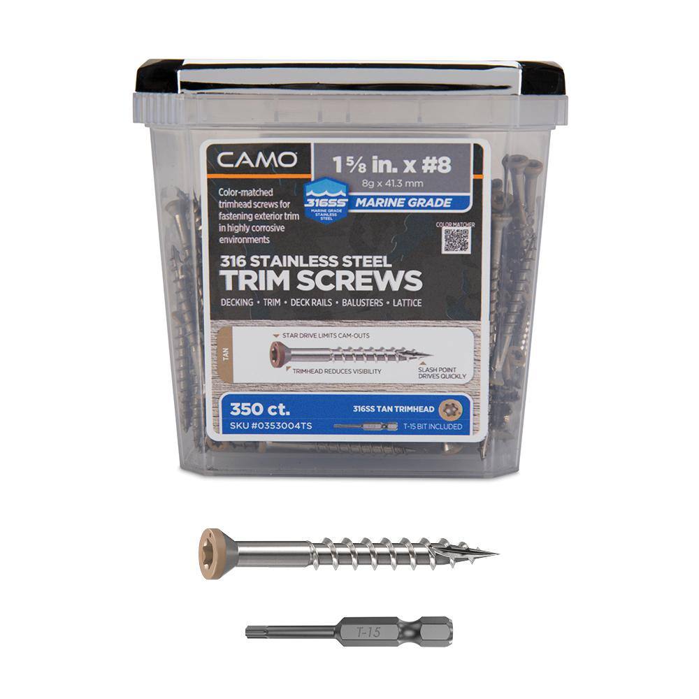 1-5/8 in. #8 316 Stainless Steel Tan Premium Star Drive Trim Screws (350-Count) price history on PriceWatchPro