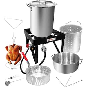 Turkey Fryer Propane Burner Complete Kit - Turkey Fry and Boil - With High Pressure Propane Regulator and Hose