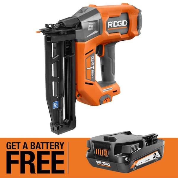 18V Brushless Cordless 16-Gauge 2-1/2 in. Straight Finish Nailer with FREE 2.0 Ah Lithium-Ion Battery
