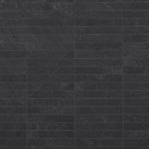 Monolith Charcoal Black 11.81 in. x 11.81 in. Stacked Matte Porcelain Mosaic Floor and Wall Tile (0.96 Sq. Ft./Each)