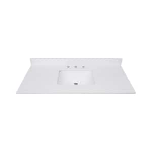 43 in. W x 22 in. D Quartz Vanity Top in Lotte Radianz Everest White with White Rectangular Single Sink