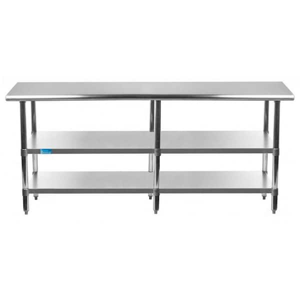 AMGOOD 18 in. x 84 in. Stainless Steel Kitchen Utility Table with 2