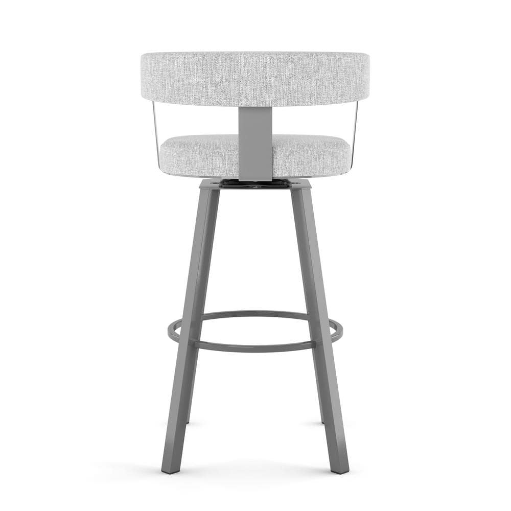 Parker 26'' Swivel Counter Stool in Grey White Polyester and Metallic Grey Metal