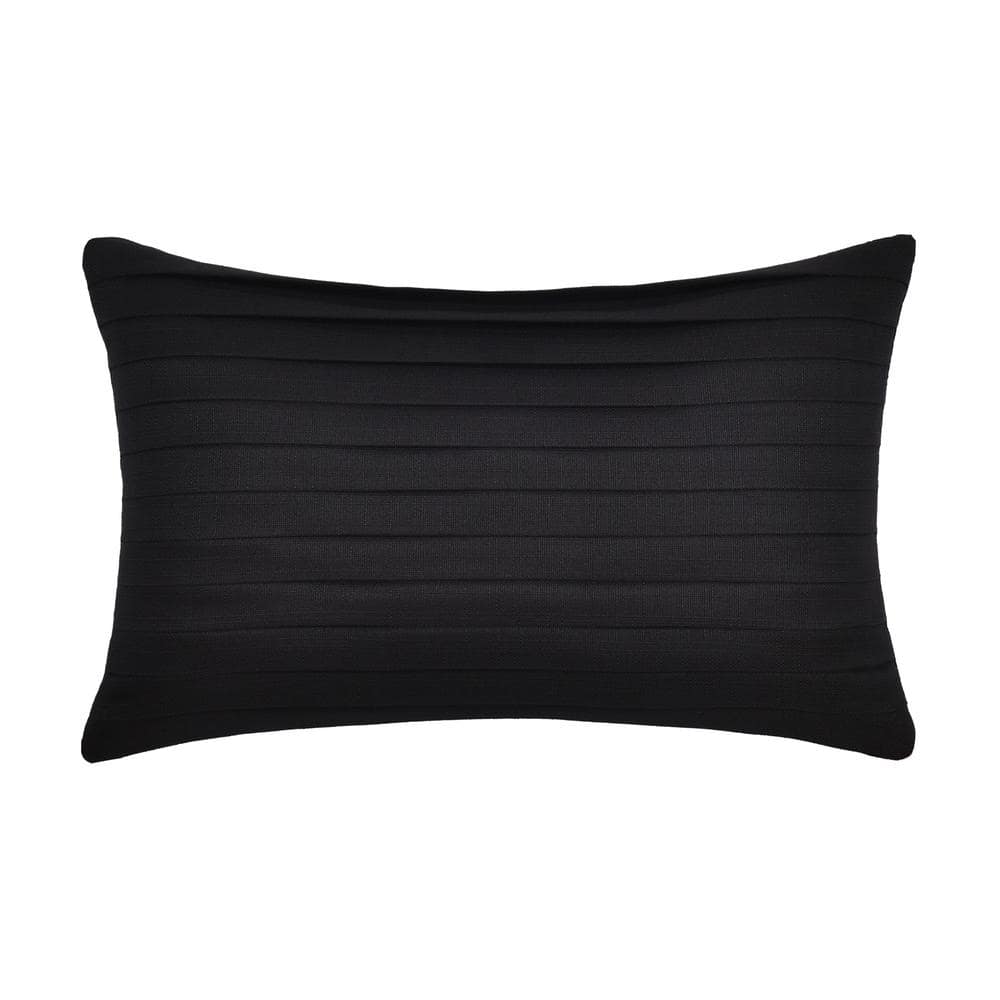 Calabria Black Polyester Solid Boudoir Decorative Throw Pillow 12 in. L x 2
