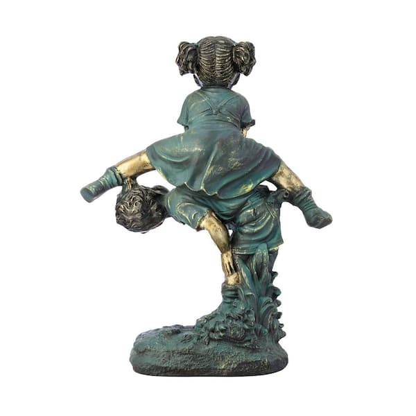 26 in. Tall Indoor/Outdoor Girl Jumping Over Boy  Garden Statue
