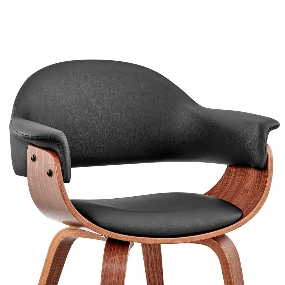 Adalyn Contemporary Black Faux Leather & Walnut Wood Arm Chair