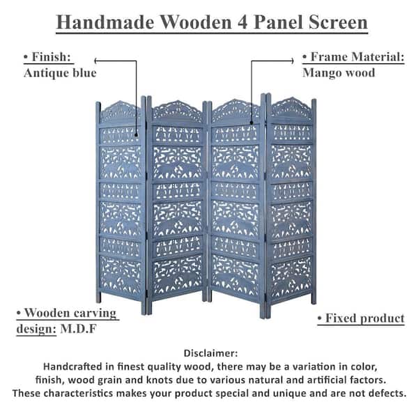Blue Finish Wood Shutter 3 Panel Room Divider Screen Blue Finish Wood Shutter 3 Panel Room Divider Screen