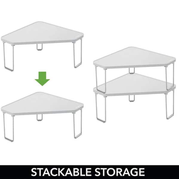 13.44 in. W x 8.9 in. D x 6.03 in. H Black/Smoke Gray Corner Stackable  Rack, Storage Organizer Shelf for Bathroom 2 Pack