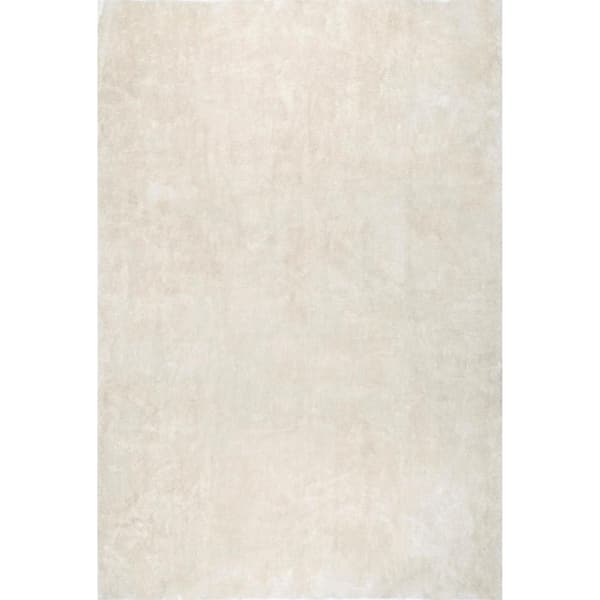 nuLOOM Loni Solid Machine Washable Shag Cream 8 ft. x 10 ft. Area Rug