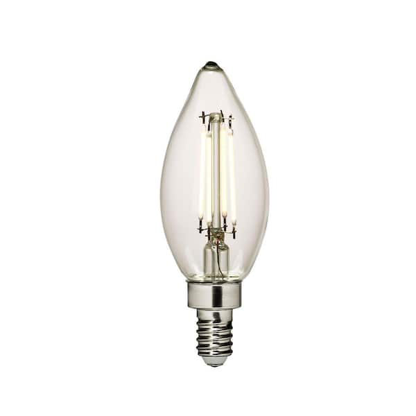 4-Watt Equivalent C11 Shape E12 Base Dimmable Clear LED Light Bulb 3000K Warm White (1-Pack)