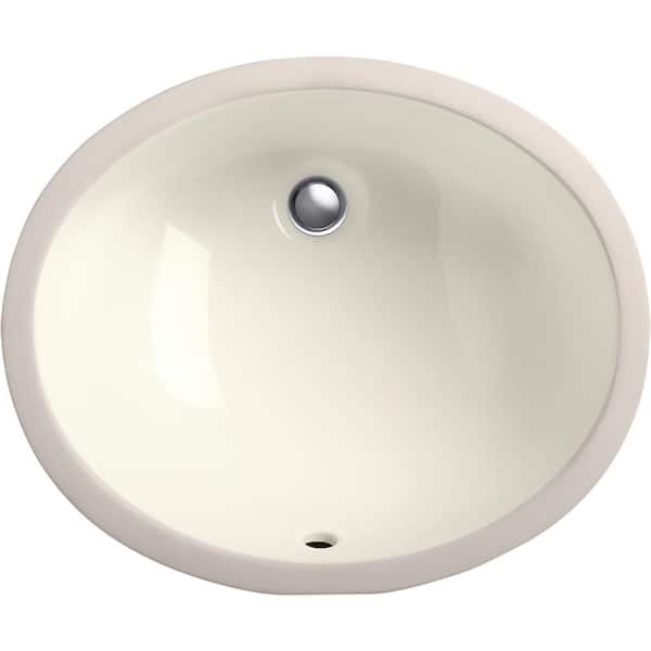 KOHLER Caxton 16-1/4 in. Oval Vitreous China Undermount Bathroom Sink in White Biscuit
