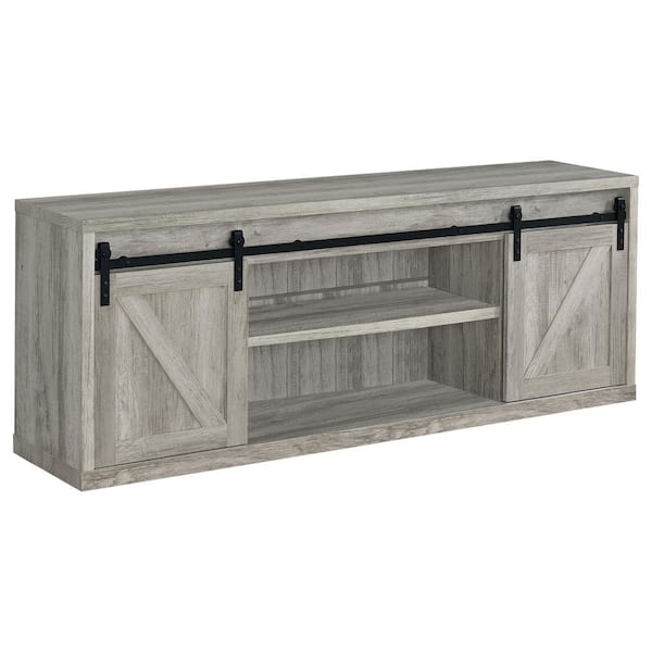 Coaster Brockton Gray Driftwood 3-Shelf Sliding Doors TV Stand Fits TV's up to 80 in.