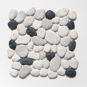 Classic Pebble Mosaic Tile Sample Color Grey, White and Black 4 in. x 6 in.