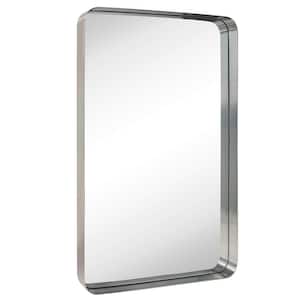Arthers 24 in. W x 36 in. H Rectangular Stainless Steel Framed Wall Mounted Bathroom Vanity Mirror in Brushed Nickel