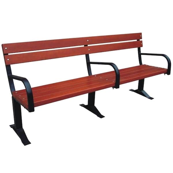 Parkland Heritage Commercial Patio Bench with Back and Arm Rests