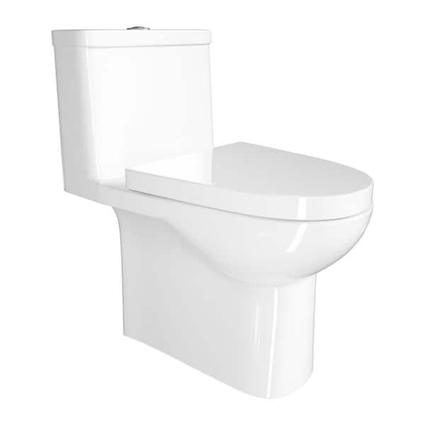 EPOWP 12 in. Rough-in 1-Piece 1.6 GPF Dual Flush Elongated Toilet in White, Seat Included