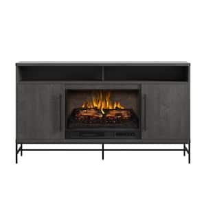 KAPLAN 60 in. Freestanding Media Console Wooden Electric Fireplace in Gray Fawn Aged Oak