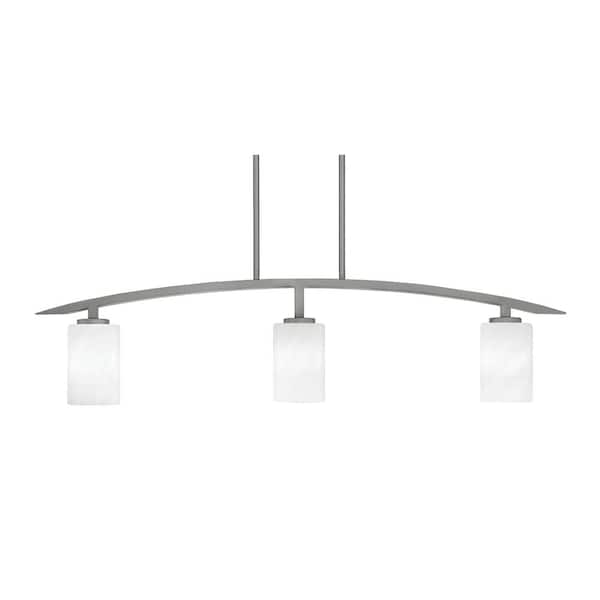 Unbranded Siena 41 in. 3-Light Graphite Chandelier with 4 in. White Marble Glass Shades, no bulbs included