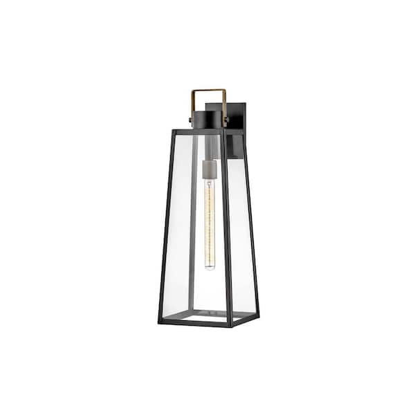 LARK Hugh 1-Light Black Hardwired Outdoor Wall Lantern Sconce