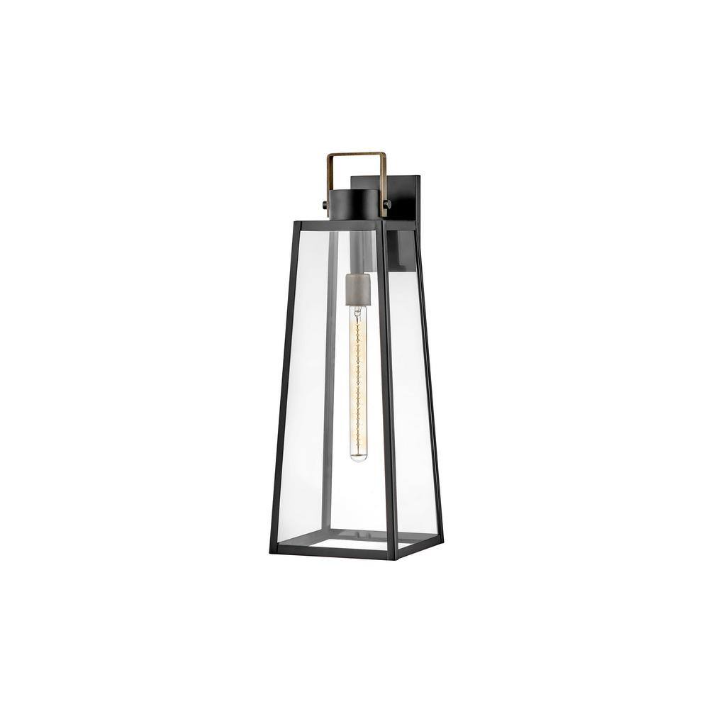 LARK Hugh 1Light Black Hardwired Outdoor Wall Lantern Sconce 82005BK