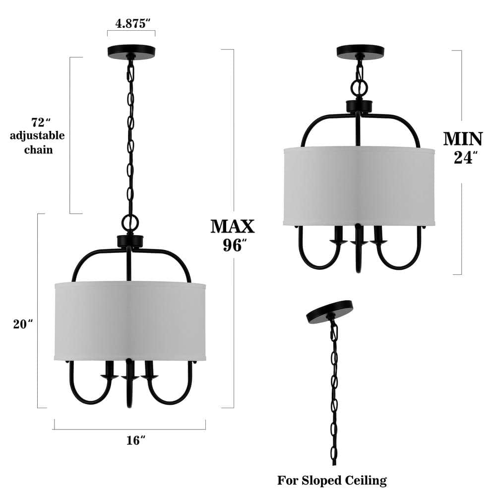 Jemmi Black Brass and Glass Drum Pendant Light