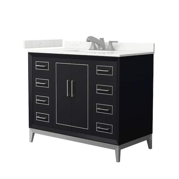 Wyndham Collection Marlena 42 in. W x 22 in. D x 35.25 in. H Single Bath Vanity in Black with Giotto Quartz Top